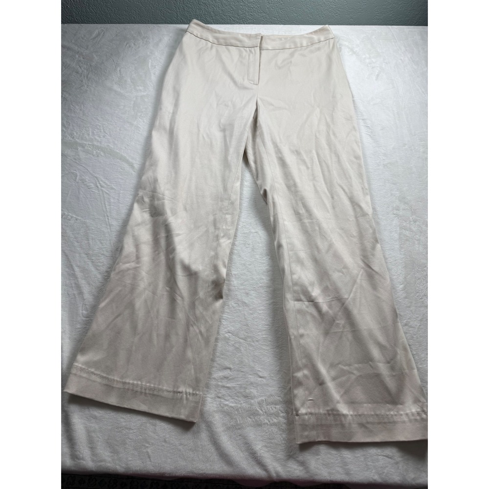 St. John Sport Beige Wide Leg Trousers High Rise Altered Khaki Pants Womens 10